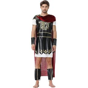 yolsun Men Roman Soldier Costume Adult Warrior Costume Halloween Brave Gladiator Cosplay Costume