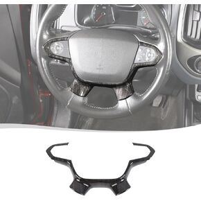 Voodonala for Chevy Colorado 2014-2022 Traverse 2018-2023 Steering Wheel Panel Cover Interior Steering Wheel Accessories Compatible with Chevy Colorado 2014-2022 Traverse(1Pc,ABS,Carbon Fiber Black)