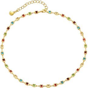 CSIYANJRY99 Colorful Rhinestone Necklace for Women Sparkly Multicolor Crystal Choker Necklace Bride Bridesmaid Prom Party Jewelry