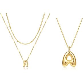 Bubble Letter Necklace Gold A Layered Initial Necklaces for Women