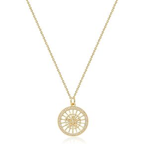 Layered Moon Star Necklace Pave CZ 14k Gold Plated Dainty Crescent Moon Star Pendant Choker Gold Coin Disc Necklace for Women