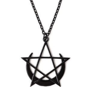 Sacina Gothic Crescent Moon Choker Necklace, Crescent Moon Zinc Alloy Pendant, Goth Gift for Women (Black Moon Pentagram)