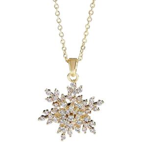Dainty Spinning Snowflake Christmas Choker Necklace for Women Sparkly Cubic Zirconia Simple Gold Plated Winter Flower Pendant Adjustable Chain Necklaces Fashion Xmas Festive Holiday Party Jewelry Gift