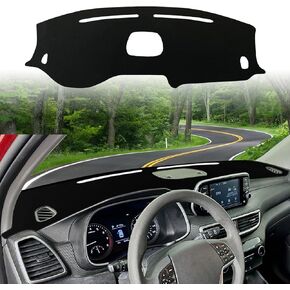 Dash Cover Fit for Hyundai Tucson 2019 2020 2021 Accessories(with Audio Hole) Anti-Skid Center Console Protector Cover Mat Car Dashboard Cover Sunshade Glare UV Rays Protector -Black Edge