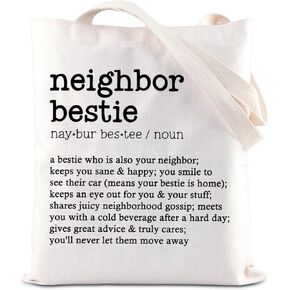 KUIYAI Neighbor Bestie Definition Tote Bag Best Neighor Neighorhood Gift Housewarming Gift New Neighborly Friendship Gift