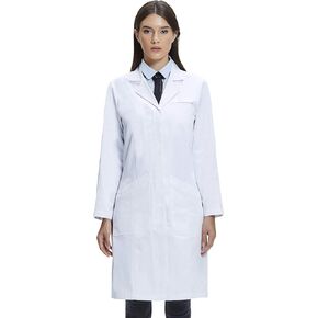 Dr. James 100% Cotton Premium Lab Coat for Women, Multiple Pockets, Classic Fit, Concealed Snap Closing, 37" Length