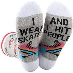 G2TUP Roller Skates Socks Roller Skating Lover Gift I Wear Skates And I Hit People Socks Roller Skater Merch