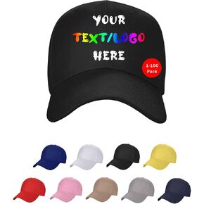 Custom Baseball Caps Personalized Hats Design Your Own Text and Logo for Outdoor, Gifts, 9 Colors