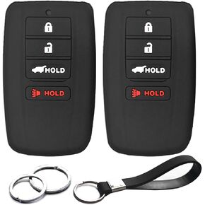 2pcs Compatible with Acura ILX MDX RDX RLX TLX NSX 4 Buttons KR5V1X Smart Black Key Fob Cover Case Key Chain Protector Keyless Holder