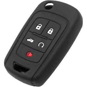Silicone Key Fob Cover Fit for Chevrolet Chevy Equinox Camaro Cruze Malibu Sonic Volt Spark Buick Encore GMC Pop Out 5 Buttons Key Fob | Car Accessories | Remote Key Protection Case - Black