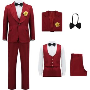 Mens Betelgeuse Costume Red Wedding Suit Costume Halloween Horror Funny Couple Outfit Blazer