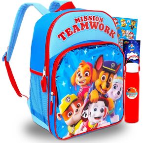 Paw Patrol Backpack Set - Bundle of Chase and Marshall School Supplies, Stickers, Clip, More | Paw Patrol Mission Teamwork Bag for Kids