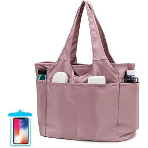 Beach Tote Bag, Waterproof Sandproof Beach Tote Bag with Phone Pouch, Large Capacity Foldable Beach Bags for Women,Gym Tote Carry On Bag for Beach Pool Trip