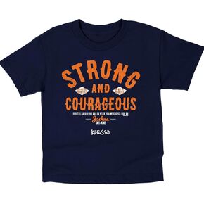 Kerusso Strong Courageous for The Lord Your God is with You Wherever You Go Navy Blue Cotton Kid's Crew Neck T-Shirt