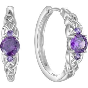 Starchenie 925 Sterling Silver 20mm Hoop Earrings for Women Huggie Earrings Irish Celtic Knot Birthstone Jewelry