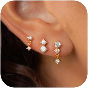 VIROMY Silver Stud Earrings for Women, Sterling Silver earrings Set Small Hoop Earrings Stack Dangle Earrings Minimalist Drop Stud earrings Hypoallergenic Everyday Earrings Women Trendy