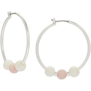 Lucky Brand Beaded Hoop Earring, Silver, One Size
