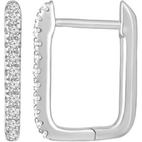 10K Gold or Sterling Silver Round Diamond Hoop Earrings (1/10 cttw, I-J Color, I2-I3 Clarity)