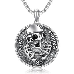 Skull/Skeleton Memento Mori Necklace 925 Sterling Silver Skull/Skeleton Pendant Hourglass Necklace Skull/Skeleton Jewelry for Men Women