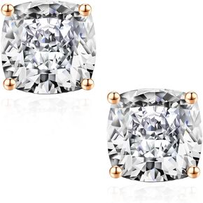 SMILEST 1-3 Carat Cushion Cut Moissanite Earrings for Women Men, D Color VVS1 Clarity Lab Created Moissanite Earrings 18K White Yellow Rose Gold Black Ruthenium Gold Vermeil Moissanite Stud Earrings