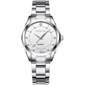 Watches for Women Silver Ladies Small Wrist Watches Stainless Steel Waterproof Elegant Dress Watches Pink Blue Dial