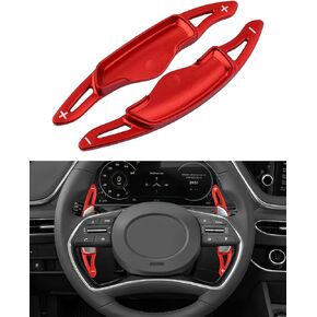Karltys Aluminum Steering Wheel Paddle Shifter Extension for Hyundai Sonata 2020-2023 /Tucson 2022-2024 /Santa Cruz 2022-2024, Red Steering Wheel Shift Paddle Extended Shifter Trim Cover 2PCS