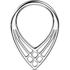 OUFER 16G Septum Rings, V-Shaped Septum Jewelry, 316L Surgical Steel Silver Septum Clicker Piercing Jewelry, 8mm Daith Helix Cartilage Earrings For Women Men