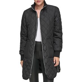 Andrew Marc Women's Quilted Longline Jacket with Side Zips