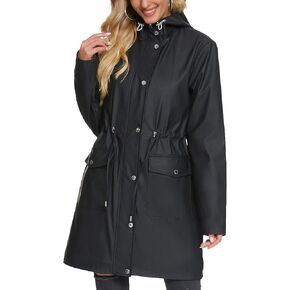 Fahsyee Raincoat Women, Rain Jacket Waterproof Raincoat Hooded Windbreaker Outdoor Long Active