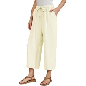 Women Linen Pants High Waist Wide Leg Pants Lightweight Comforts Summer Capri Pants Vacation Outfits for Women Girls