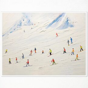 xbsifyiooa Vintage Ski Posters, Winter Snow Mountain Landscape Canvas Wall Art, Colorful Christmas TV Art Prints, Wall Decor Artwork for Outdoor Sports Lover 12x16in Unframed