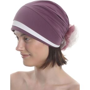 Women's Padded Front Stylish Headwear for Chemo, Hair Loss, Alopecia with Chic Organza Flower Detail