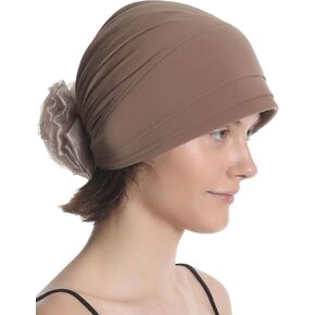 Women's Padded Front Stylish Headwear for Chemo, Hair Loss, Alopecia with Chic Organza Flower Detail in Saudi Arabia