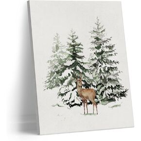 AEHIE Christmas Wall Decor,Christmas Deer Wall Decor,Christmas Room Decor,Christmas Framed Canvas Wall Art,Holiday Snow Winter Wall Decorations For Living Room Farmhouse Decorations Decor 11x14