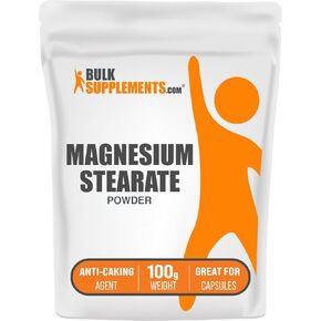 BulkSupplements.com Magnesium Stearate Powder - Anti-Caking, Flowing Agent, & Filler - Magnesium Stearate Food Grade, Servings May Vary - 100g (3.5 oz) (Pack of 1)