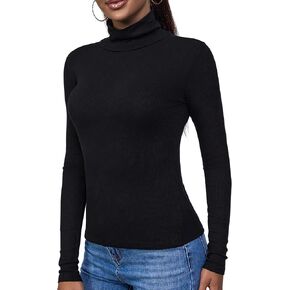 تي شيرت نسائي بياقة مدورة وأكمام طويلة وطبقة مضلعة ورقبة وهمية in Kuwait