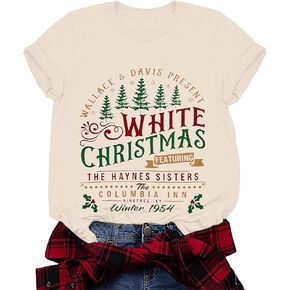 Christmas Shirts for Women Santa Christmas Pine Tree T-Shirt Short Sleeve Xmas Holiday Tee Tops