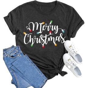 MAIHUN Christmas Shirts Womens Merry Christmas Shirt Xmas Holiday Tshirt Christmas Tree Tee Tops