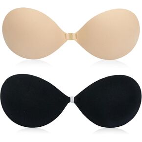 Adhesive Bra Push Up 2 Pairs, Sticky Bra for Women Invisible Lifting Bra, Reusable Strapless Stick On Bra