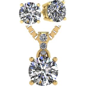 Central Diamond Center Pure Brilliance 4 Prong 2.00ctw Stud Earrings & 2.00ct Solitaire Necklace Jewelry Set (Y)