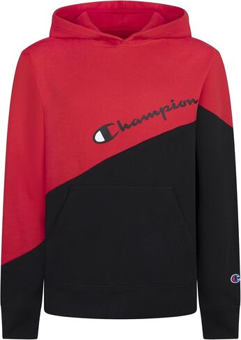 سويت شيرت قطني للأطفال من Champion Heritage ذو قلنسوة عصرية برقبة دائرية للجنسين (كبير، قرمزي/كحلي مائل) in Saudi Arabia