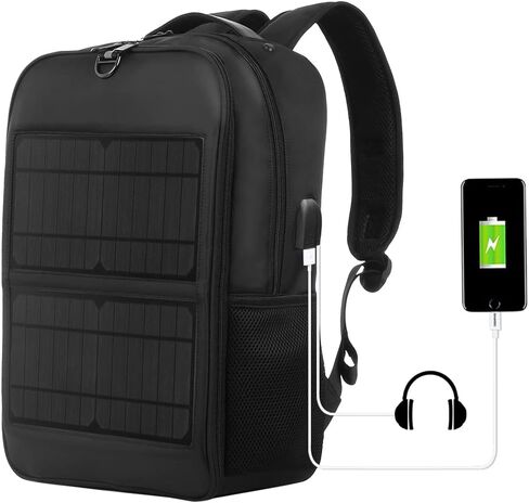 14W Solar Panel Power Backpack Laptop Bag with Handle and USB Charging Port(Black) in Saudi Arabia