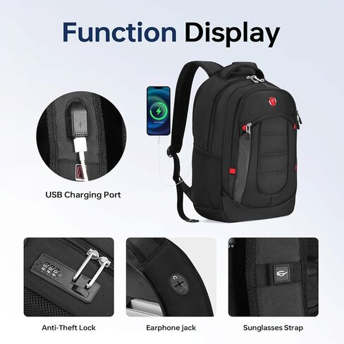 Omnpak حقيبة ظهر للكمبيوتر المحمول للسفر للرجال مضادة للسرقة ومقاومة للماء حقيبة ظهر جامعية مع شحن USB معتمد من شركة الطيران وحقيبة ظهر يومية متعددة الوظائف للنساء تناسب أجهزة الكمبيوتر المحمولة مقاس 15.6 بوصة in Kuwait