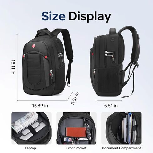 Omnpak حقيبة ظهر للكمبيوتر المحمول للسفر للرجال مضادة للسرقة ومقاومة للماء حقيبة ظهر جامعية مع شحن USB معتمد من شركة الطيران وحقيبة ظهر يومية متعددة الوظائف للنساء تناسب أجهزة الكمبيوتر المحمولة مقاس 15.6 بوصة in Kuwait
