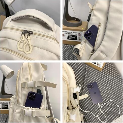 Y2k Preppy Backpack Aesthetic College Laptop Backpack Canvas Travel Backpack Nylon Bookbag Bagpack Casual Daypack (white) in Saudi Arabia