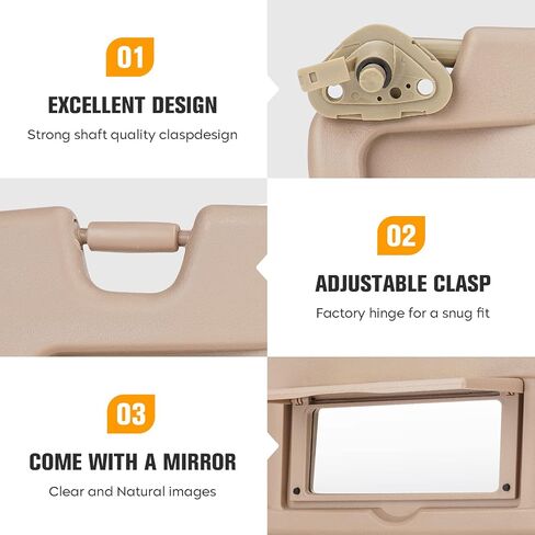 Left & Right Driver Passenger Side Sun Visor for Honda Civic EX LX Sedan SI Coupe 2006 2007 2008 2009 2010 2011, Replace for 83280-SNA-A01ZC 83230-SNA-A01ZC, Beige Left & Right side Sun Visor in Kuwait