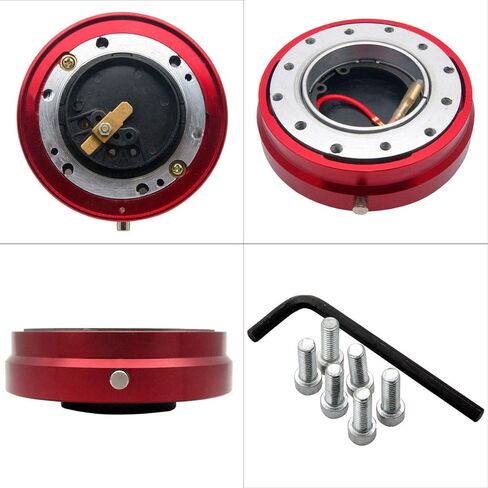 محول محور عجلة القيادة العالمي من MASO سريع الفك، طقم بوس نحيف عالي القوة 6 فتحات لسباق عجلة القيادة للتعديل (أسود) in Kuwait