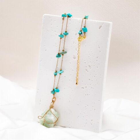 Bohemian Beaded Necklace for Women Chain Choker Necklace with Stone Pendant Colorful Beads Statement Necklace Jewelry Gifts in Kuwait