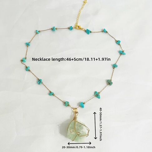 Bohemian Beaded Necklace for Women Chain Choker Necklace with Stone Pendant Colorful Beads Statement Necklace Jewelry Gifts in Kuwait