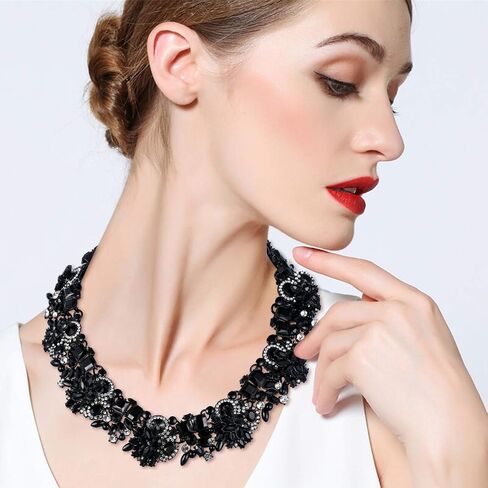 EVER FAITH Vintage Style Art Deco Statement Necklace Austrian Crystal Gold-Tone in Kuwait
